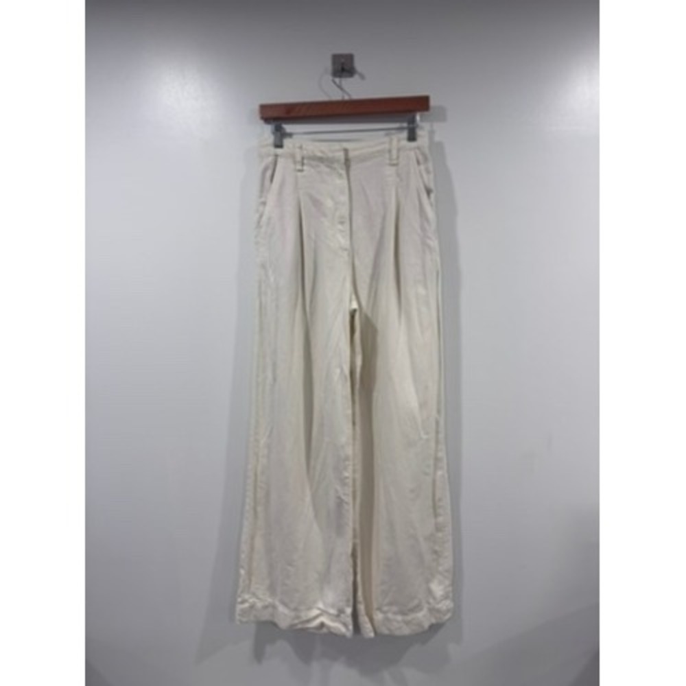Rag & Bone Ecru Wide Leg Pleated Trousers Pant Women Size 25